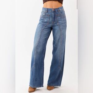 Wide Leg High-Rise Blue Jeans